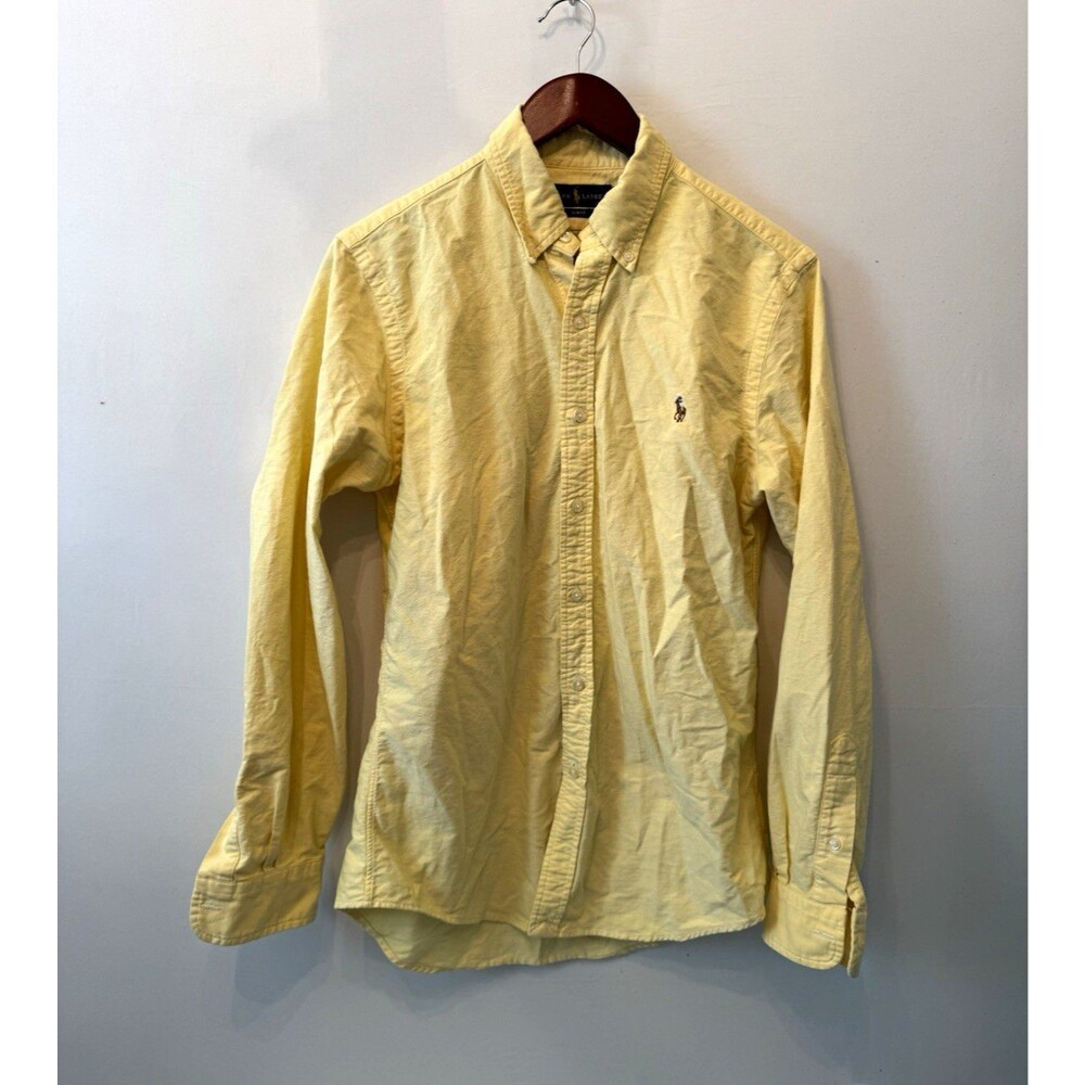 Polo Ralph Lauren Oxford Shirt Mens Medium Yellow Slim Fit Button Down Pony Logo
